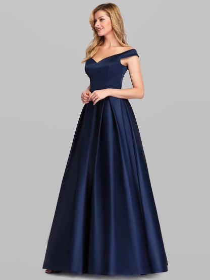 V-Neck Solid Color Long Vintage Gown Dress - HEPSIBAH SHOP