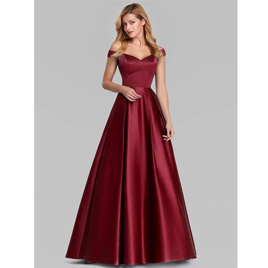 V-Neck Solid Color Long Vintage Gown Dress - HEPSIBAH SHOP