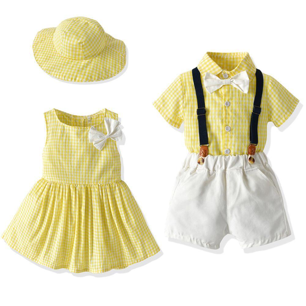 Boys' Short-Sleeved Shirt And Shorts, Girls' Dresses And Sun Hats - HEPSIBAH SHOP