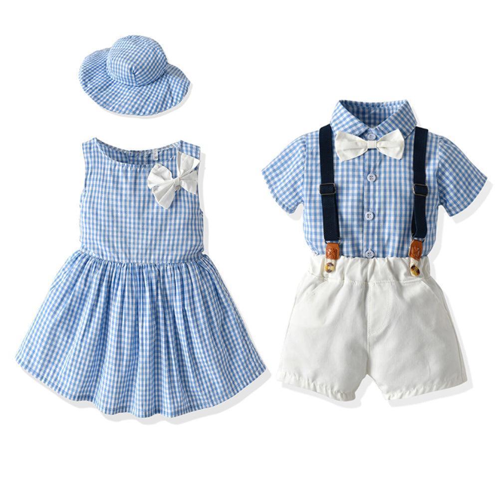 Boys' Short-Sleeved Shirt And Shorts, Girls' Dresses And Sun Hats - HEPSIBAH SHOP