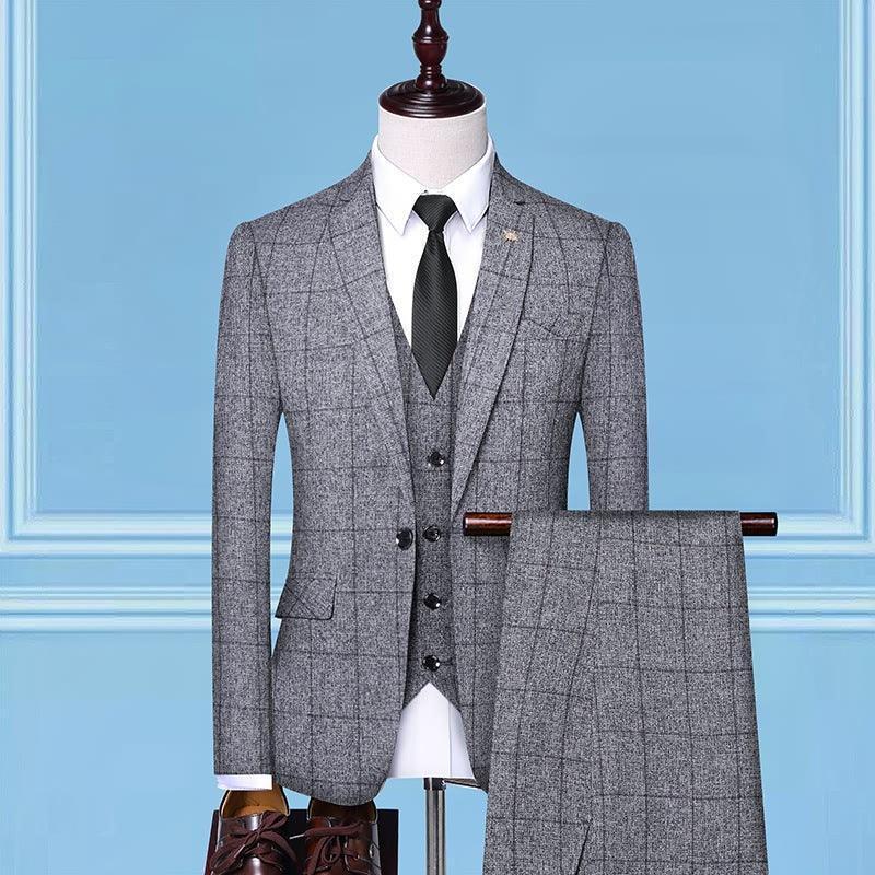 Men's Checkered Three-Piece Suits - HEPSIBAH SHOP