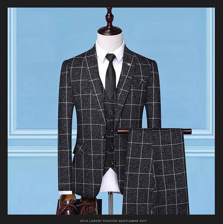 Men's Checkered Three-Piece Suits - HEPSIBAH SHOP