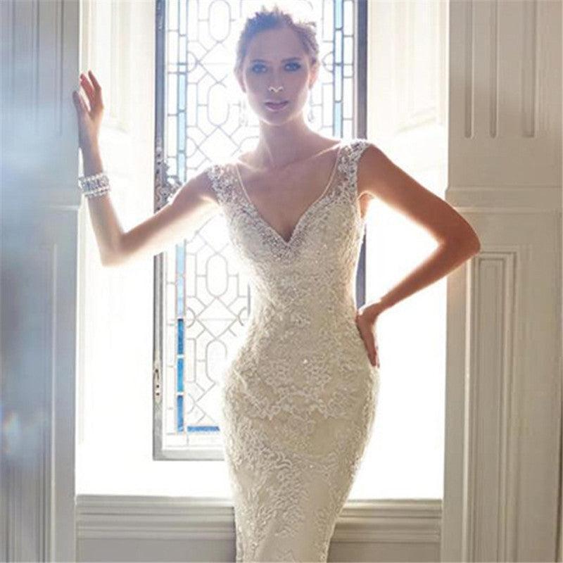 Sexy Halter Mermaid Tail Light Wedding Dress - HEPSIBAH SHOP