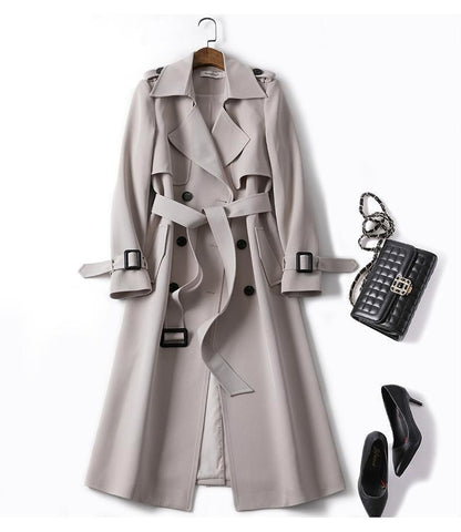 Double-breasted Mid-length Tie Trench Coat - HEPSIBAH SHOP