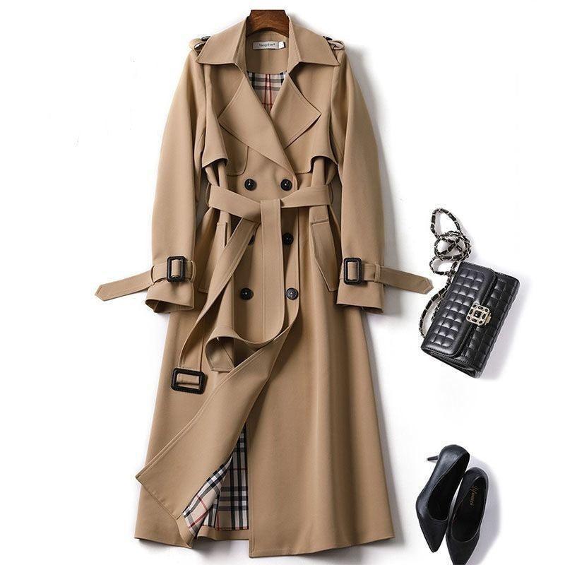 Double-breasted Mid-length Tie Trench Coat - HEPSIBAH SHOP