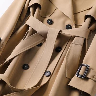 Double-breasted Mid-length Tie Trench Coat - HEPSIBAH SHOP