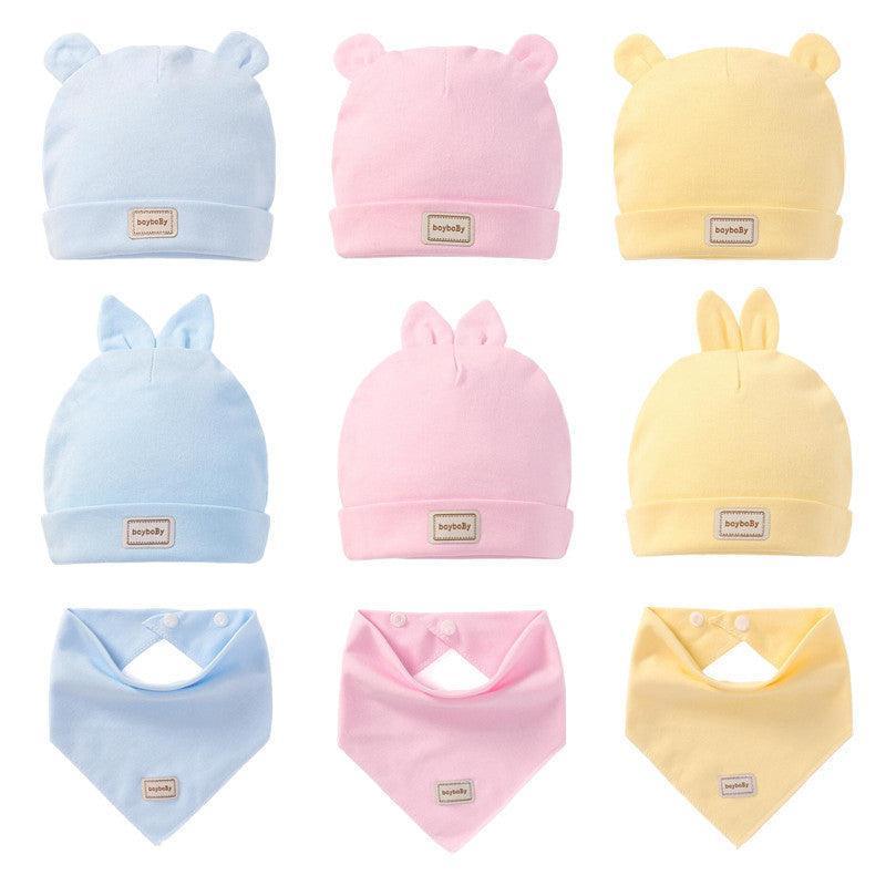 Cute Kids Hat Cap with Bibs Candy Solid Colors Boys Girls Baby Beanies Hats Cotton Born Baby Hat - HEPSIBAH SHOP