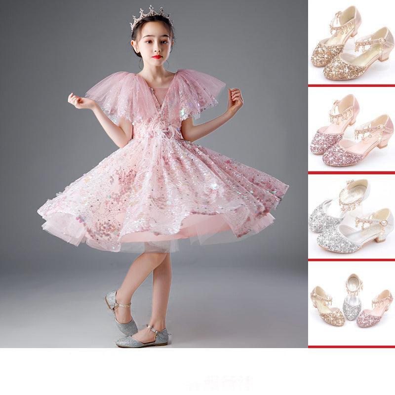 Girls' Dresses, Couture Little Girls, 10-Year-Old Princess Dress, Sequins, Host Catwalk Show, Piano Performance Clothing, Children - HEPSIBAH SHOP