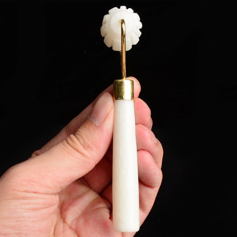 Natural Single Head Jade Roller White Thorn - HEPSIBAH SHOP