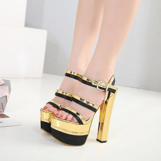 Golden Stage Super High Heels - HEPSIBAH SHOP