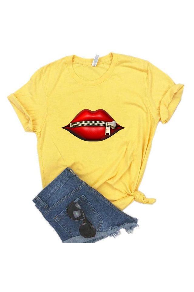 Lips Zipper Short Sleeved T Shirt Men's & Women - HEPSIBAH SHOP