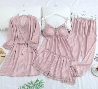 Ice Silk Pajamas Suspender Shorts Suit