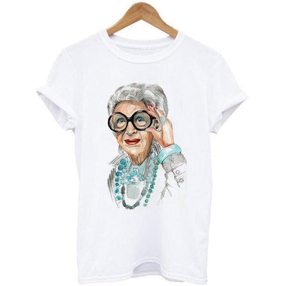 Woman Head Print Short Sleeve Round Neck Short Sleeve T-shirt - HEPSIBAH SHOP