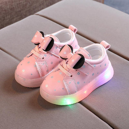 Light-up Shoes Girls Bowknot LED Light-up Shoes Breathable Baby Girls Shoes - HEPSIBAH SHOP