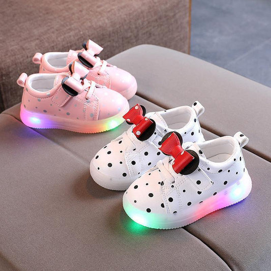 Light-up Shoes Girls Bowknot LED Light-up Shoes Breathable Baby Girls Shoes - HEPSIBAH SHOP