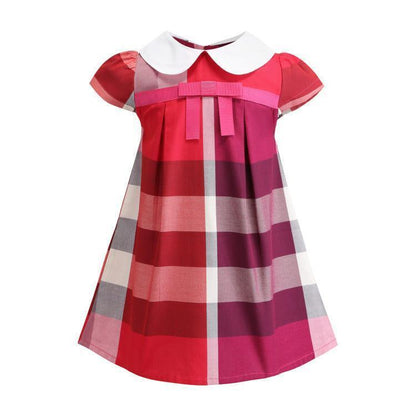 Girls' Baby Dresses, Cotton Children's Dresses, Children's Baby Girls' Plaid Short-sleeved Skirts - HEPSIBAH SHOP