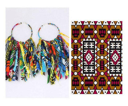 African Tassel Earrings African ethnic print Ankara Earrings - HEPSIBAH SHOP