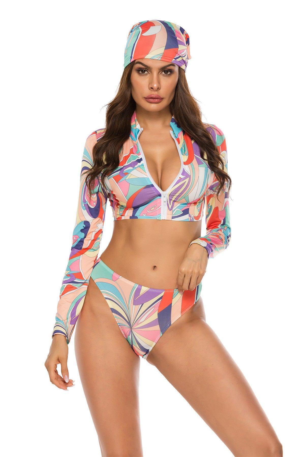 Conservative Bikini Ladies Split Long-sleeved 3-piece Set - HEPSIBAH SHOP