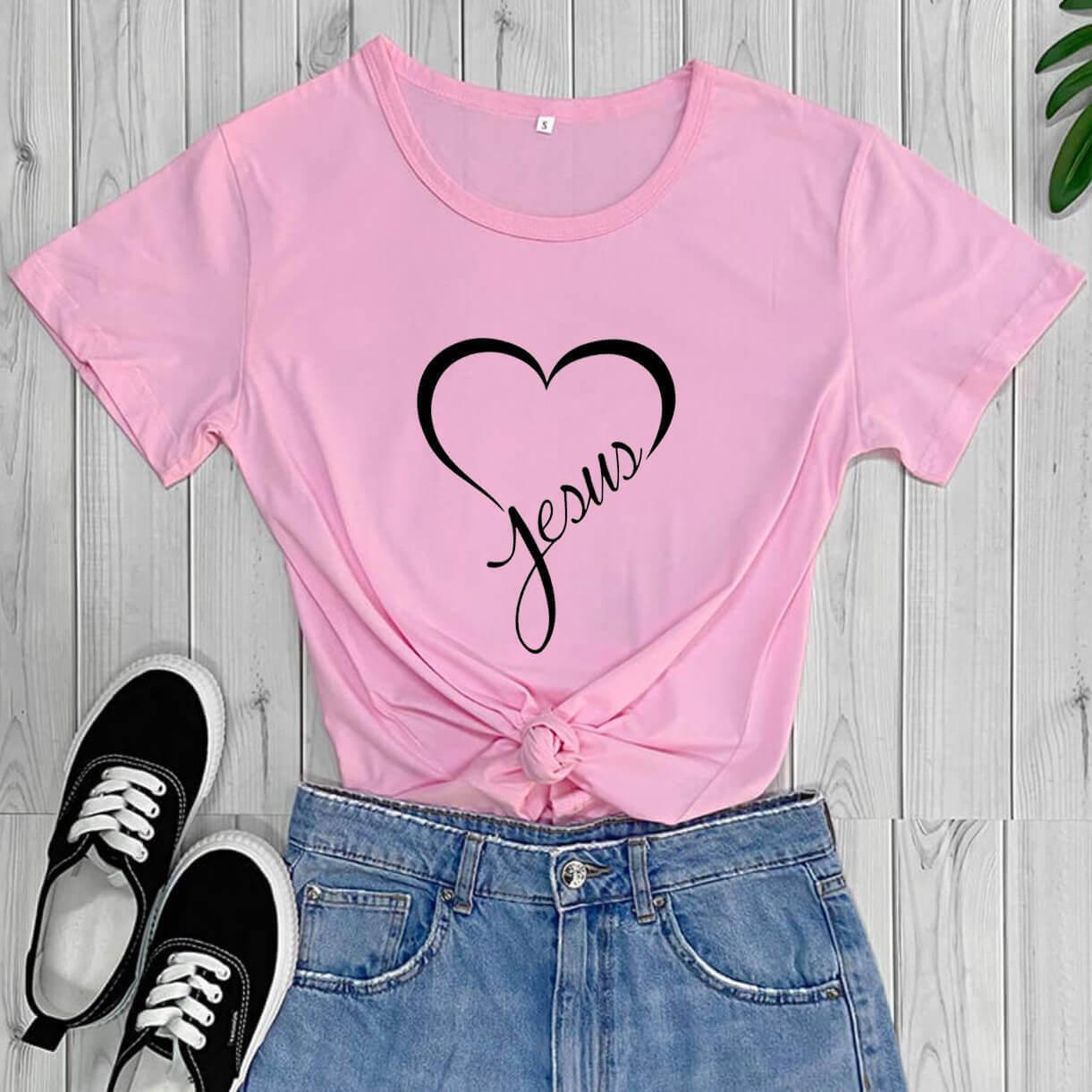 New Love Printing Fashion Round Neck Foreign Trade T-shirt - HEPSIBAH SHOP