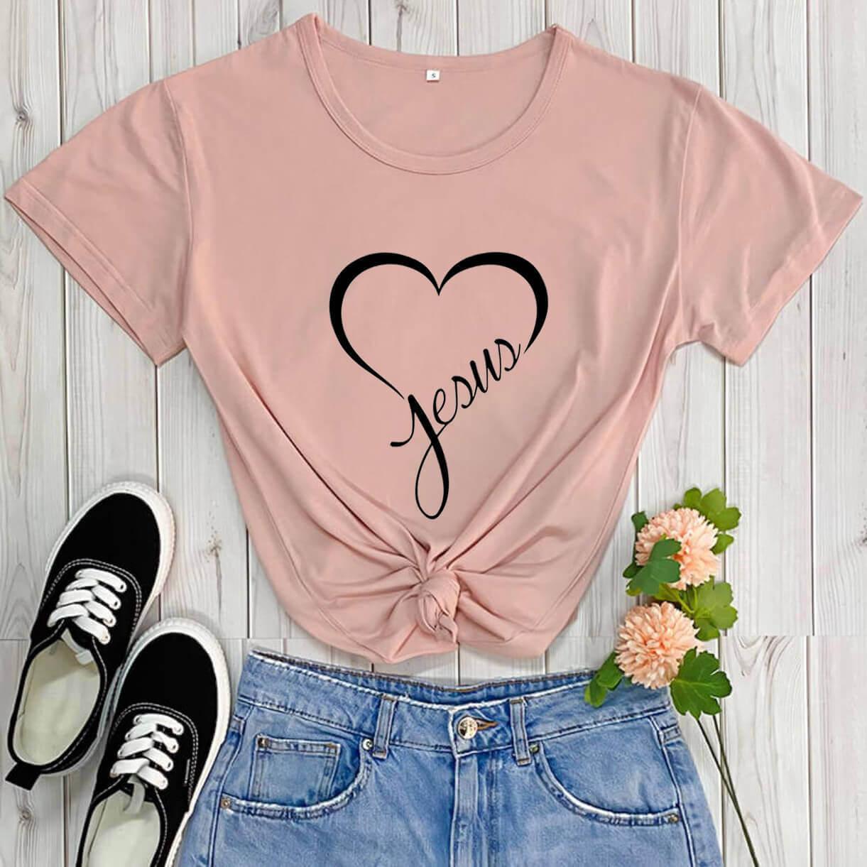 New Love Printing Fashion Round Neck Foreign Trade T-shirt - HEPSIBAH SHOP