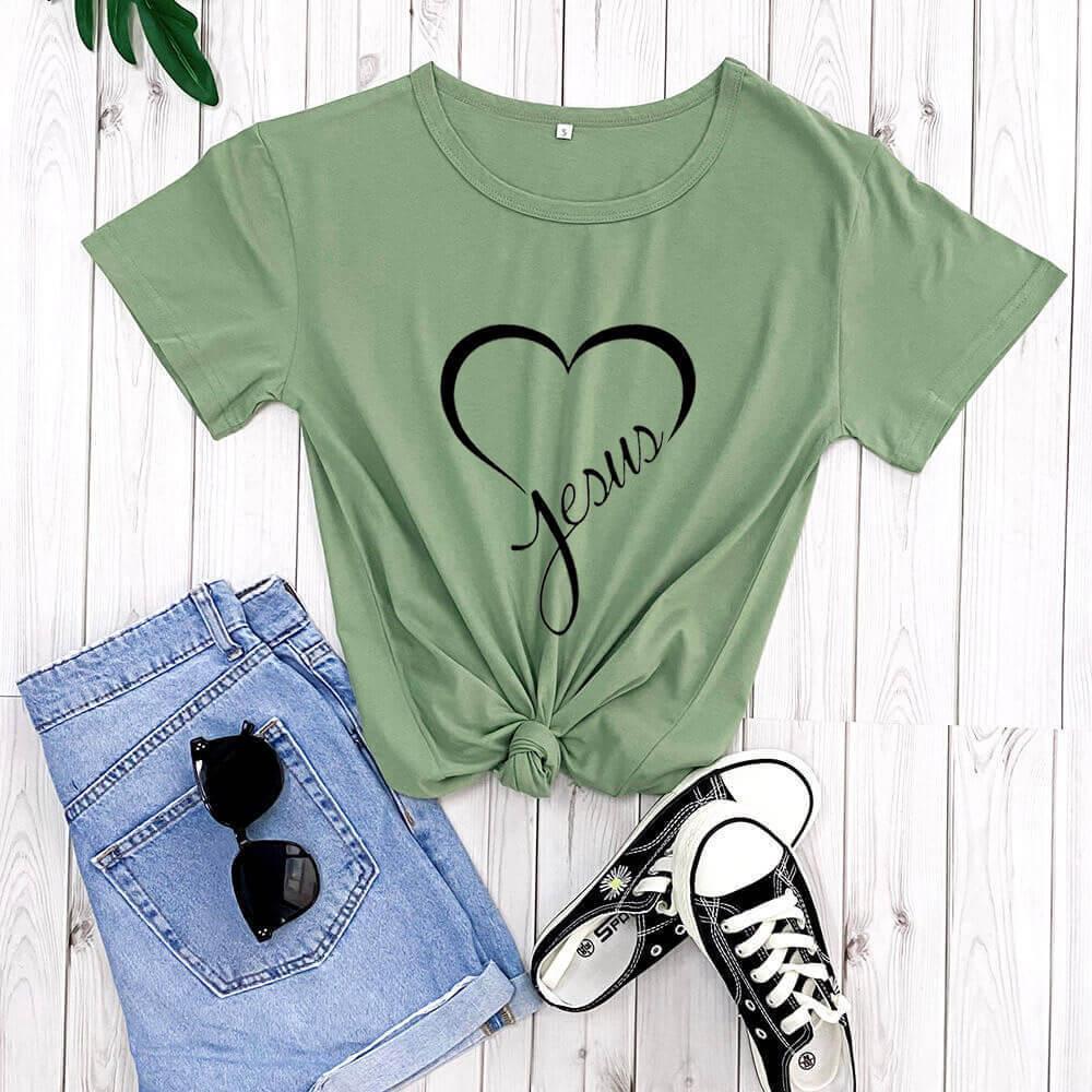 New Love Printing Fashion Round Neck Foreign Trade T-shirt - HEPSIBAH SHOP