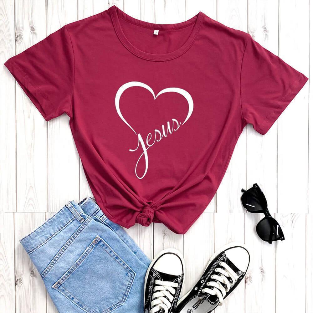 New Love Printing Fashion Round Neck Foreign Trade T-shirt - HEPSIBAH SHOP