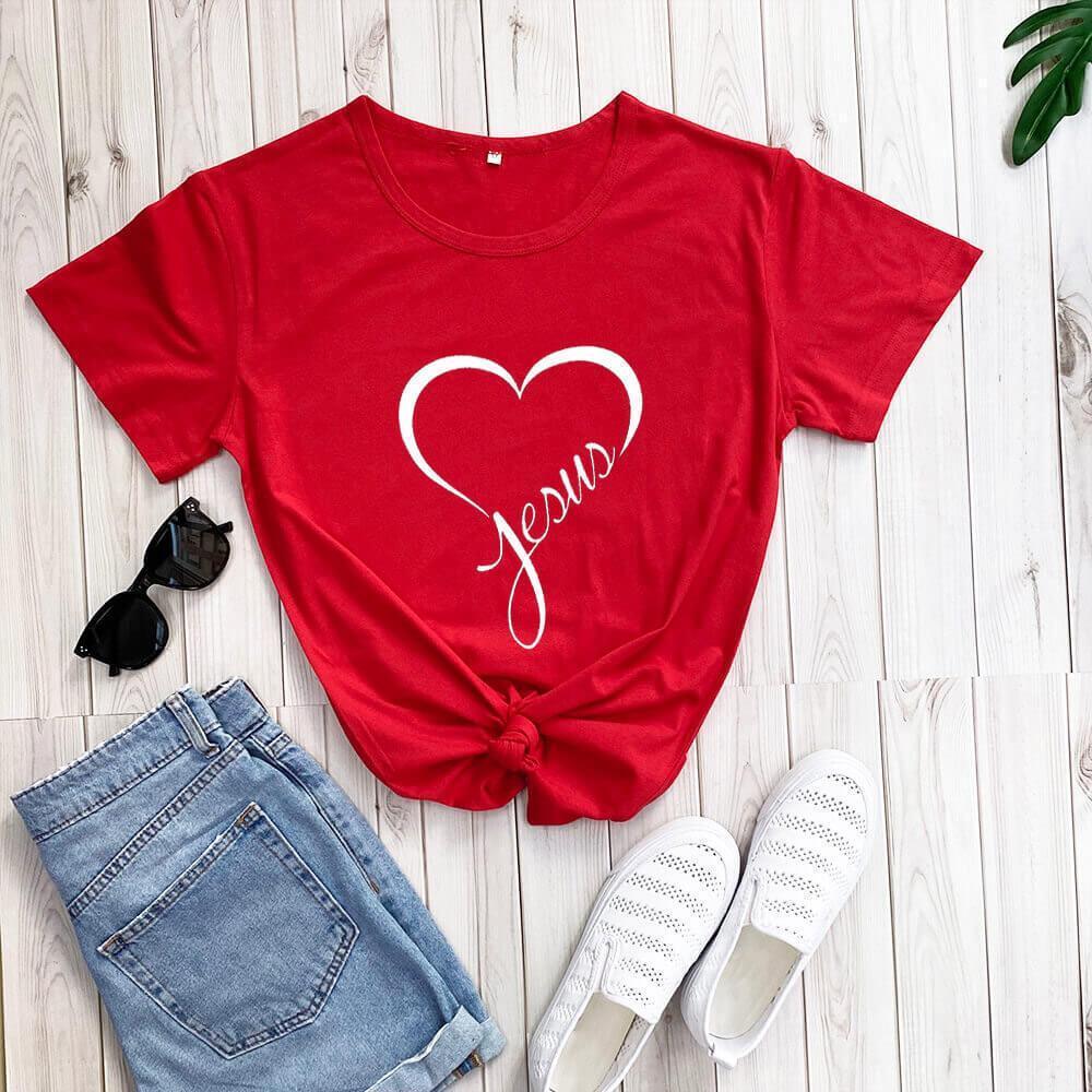 New Love Printing Fashion Round Neck Foreign Trade T-shirt - HEPSIBAH SHOP