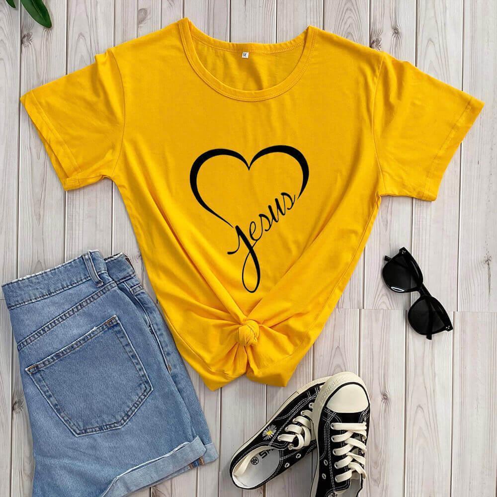 New Love Printing Fashion Round Neck Foreign Trade T-shirt - HEPSIBAH SHOP