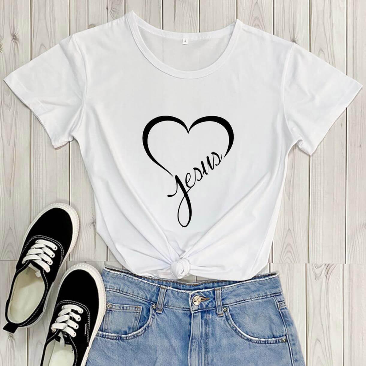 New Love Printing Fashion Round Neck Foreign Trade T-shirt - HEPSIBAH SHOP