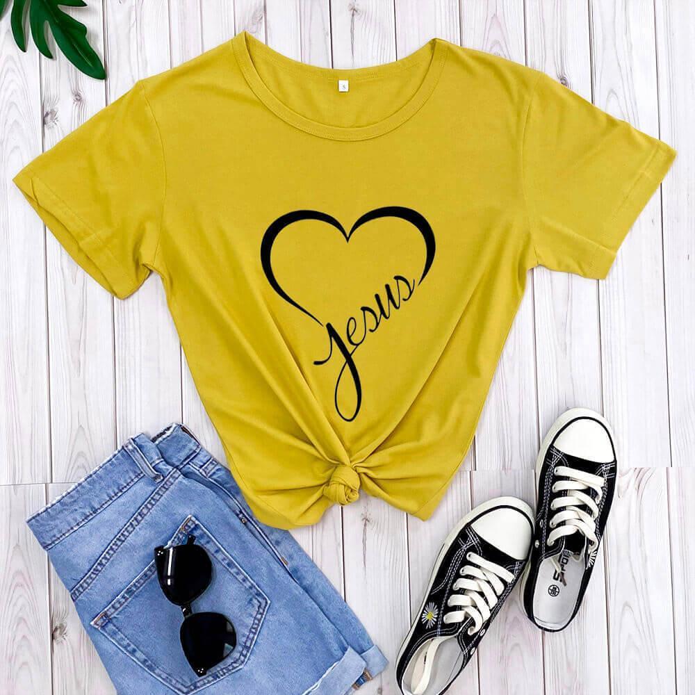 New Love Printing Fashion Round Neck Foreign Trade T-shirt - HEPSIBAH SHOP