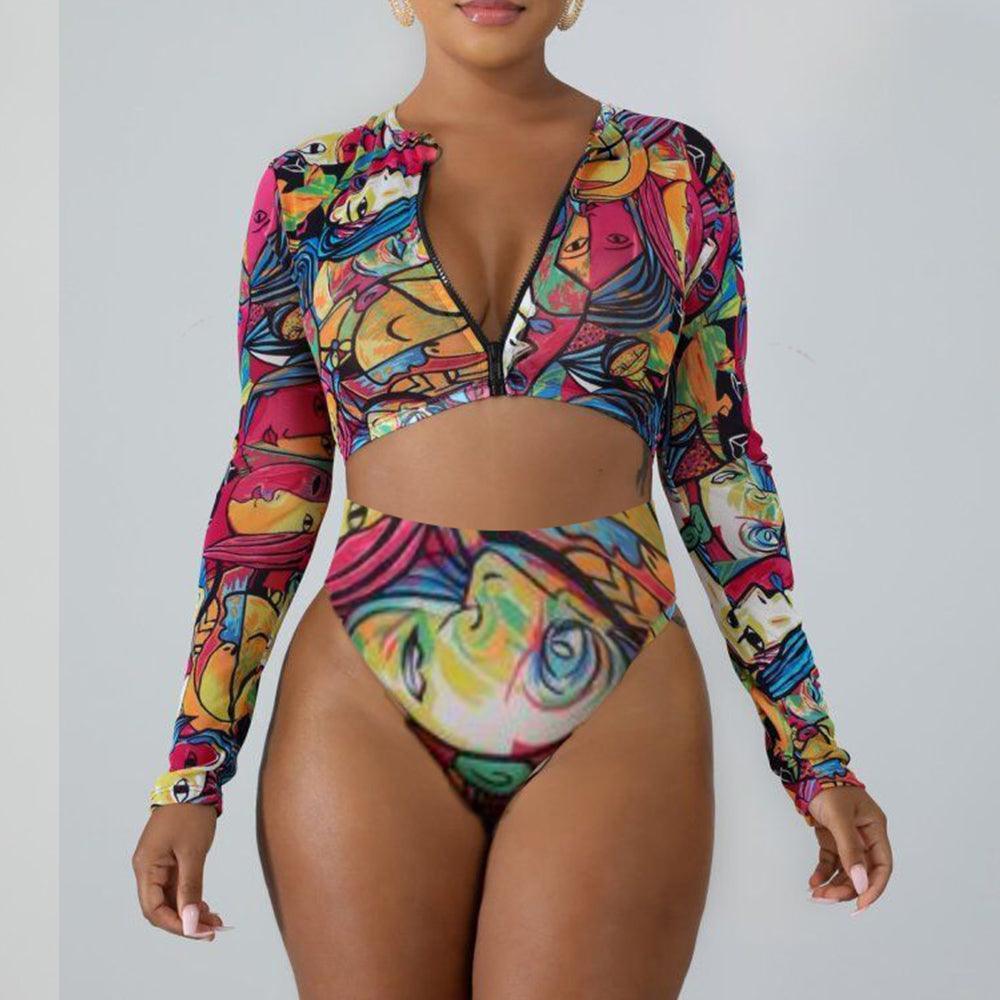 Surfing Swimsuit For Women Bikini Long Sleeve - HEPSIBAH SHOP