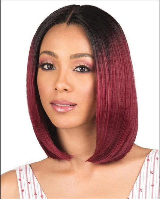 Women's Short Straight Hair, Black Gradient Burgundy Bobo Short Hair - HEPSIBAH SHOP