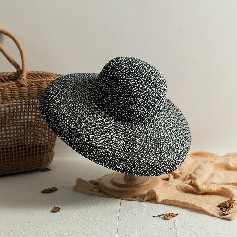 Retro Round Top Big Straw Hat Ladies Sun Hats Travel - HEPSIBAH SHOP