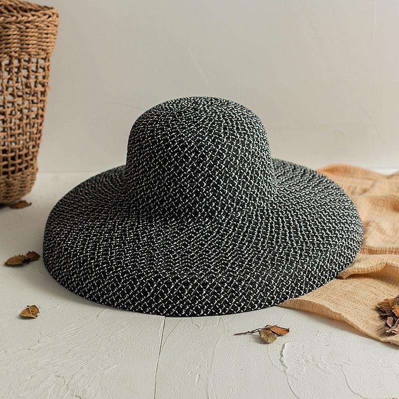 Retro Round Top Big Straw Hat Ladies Sun Hats Travel - HEPSIBAH SHOP