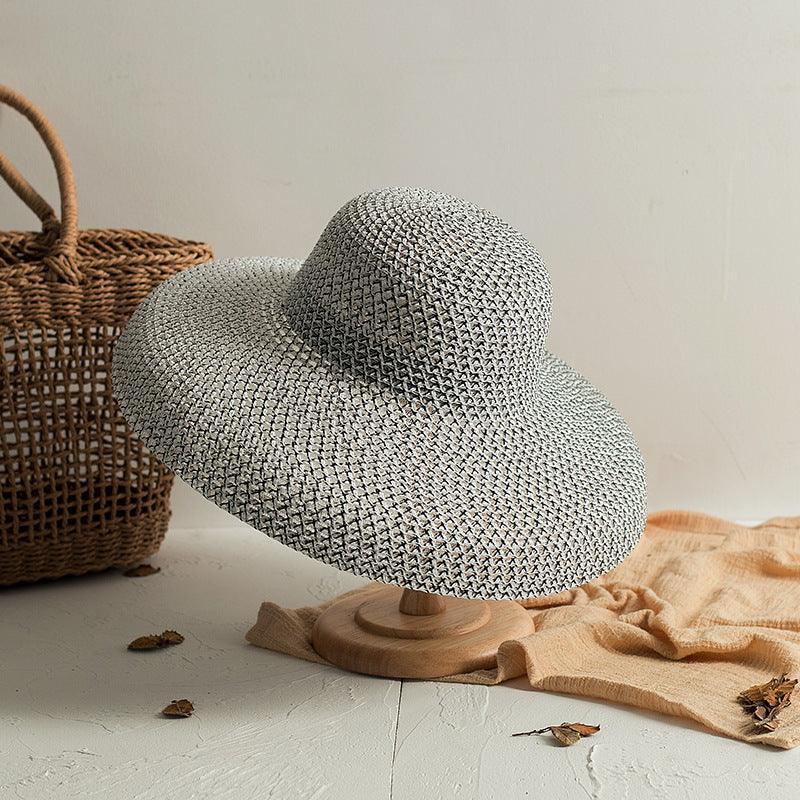 Retro Round Top Big Straw Hat Ladies Sun Hats Travel - HEPSIBAH SHOP