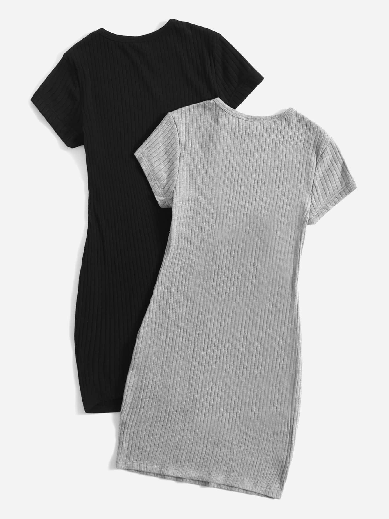 Ladies EZwear 2 Pack Rib-knit Dress