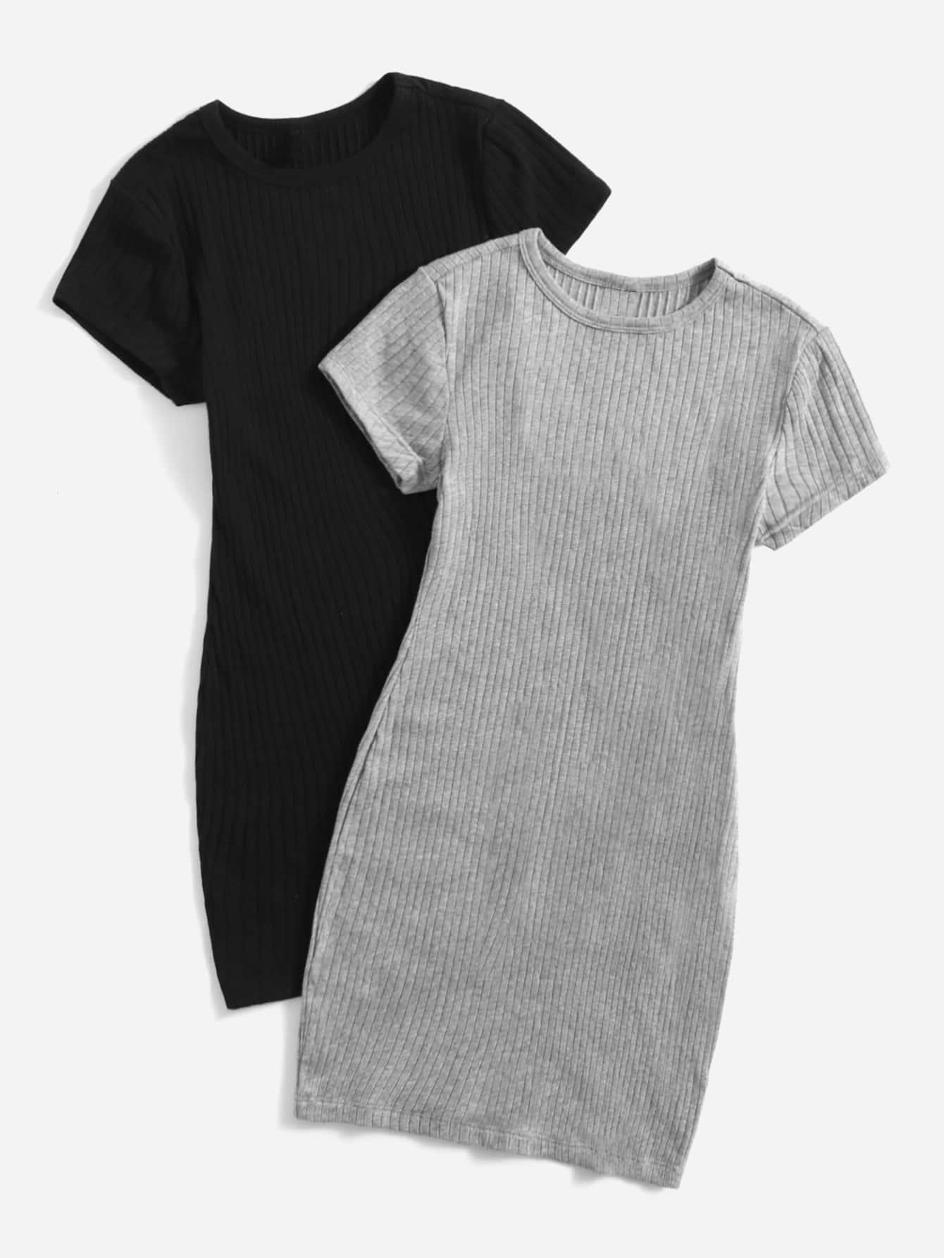 Ladies EZwear 2 Pack Rib-knit Dress