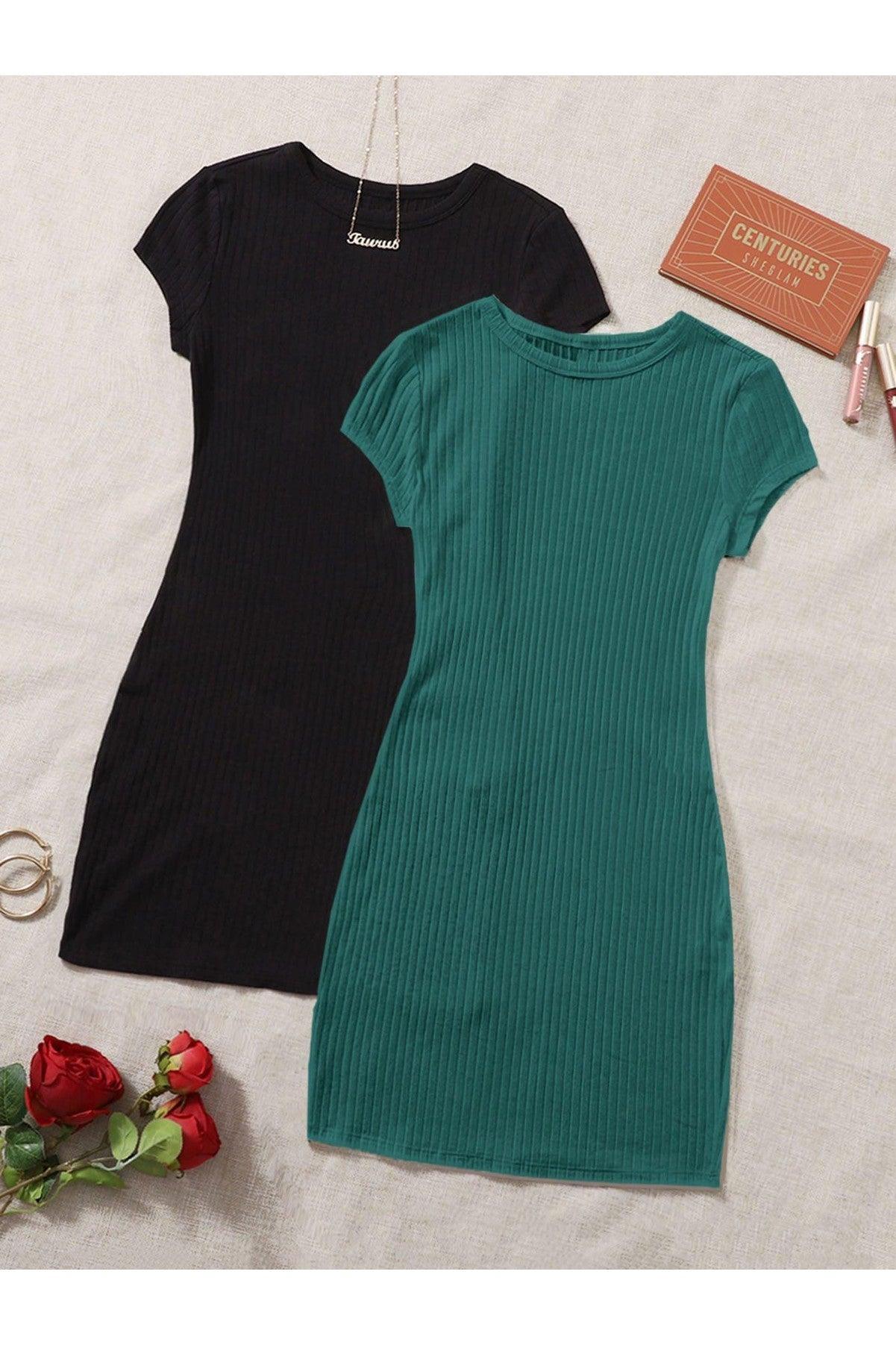 Ladies Summer 2 Pack Rib-Knit Dress