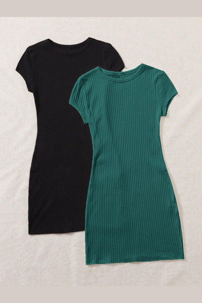 Ladies Summer 2 Pack Rib-Knit Dress