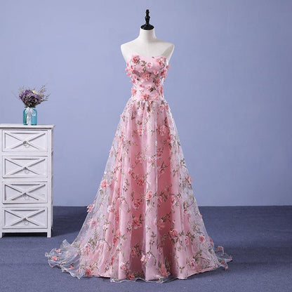 Women's Floral Lace Strapless Gown - HEPSIBAH SHOP