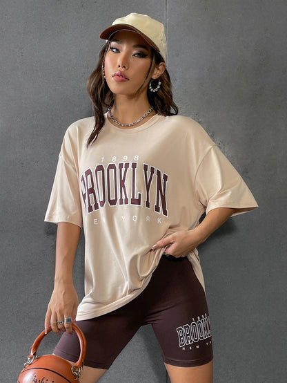 SHEIN MOOSTA Letter Graphic Drop Shoulder Tee