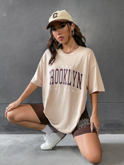 SHEIN MOOSTA Letter Graphic Drop Shoulder Tee