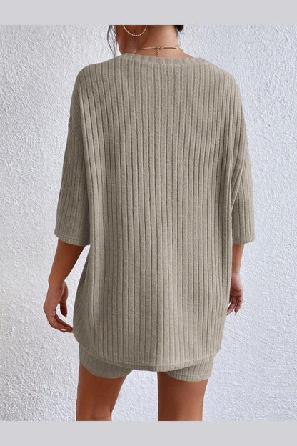 SHEIN Essnce Drop Shoulder Ribbed Knit Tee