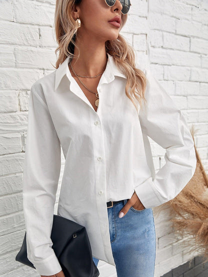 SHEIN Frenchy Solid Button Front Shirt