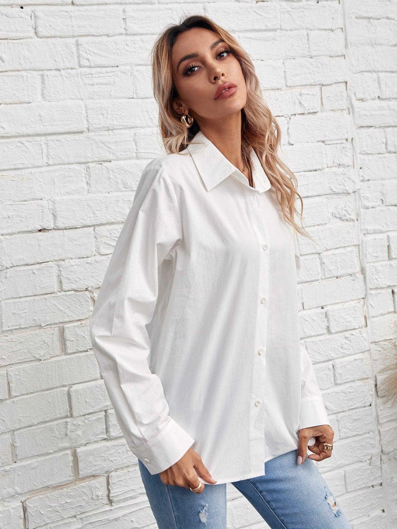 SHEIN Frenchy Solid Button Front Shirt