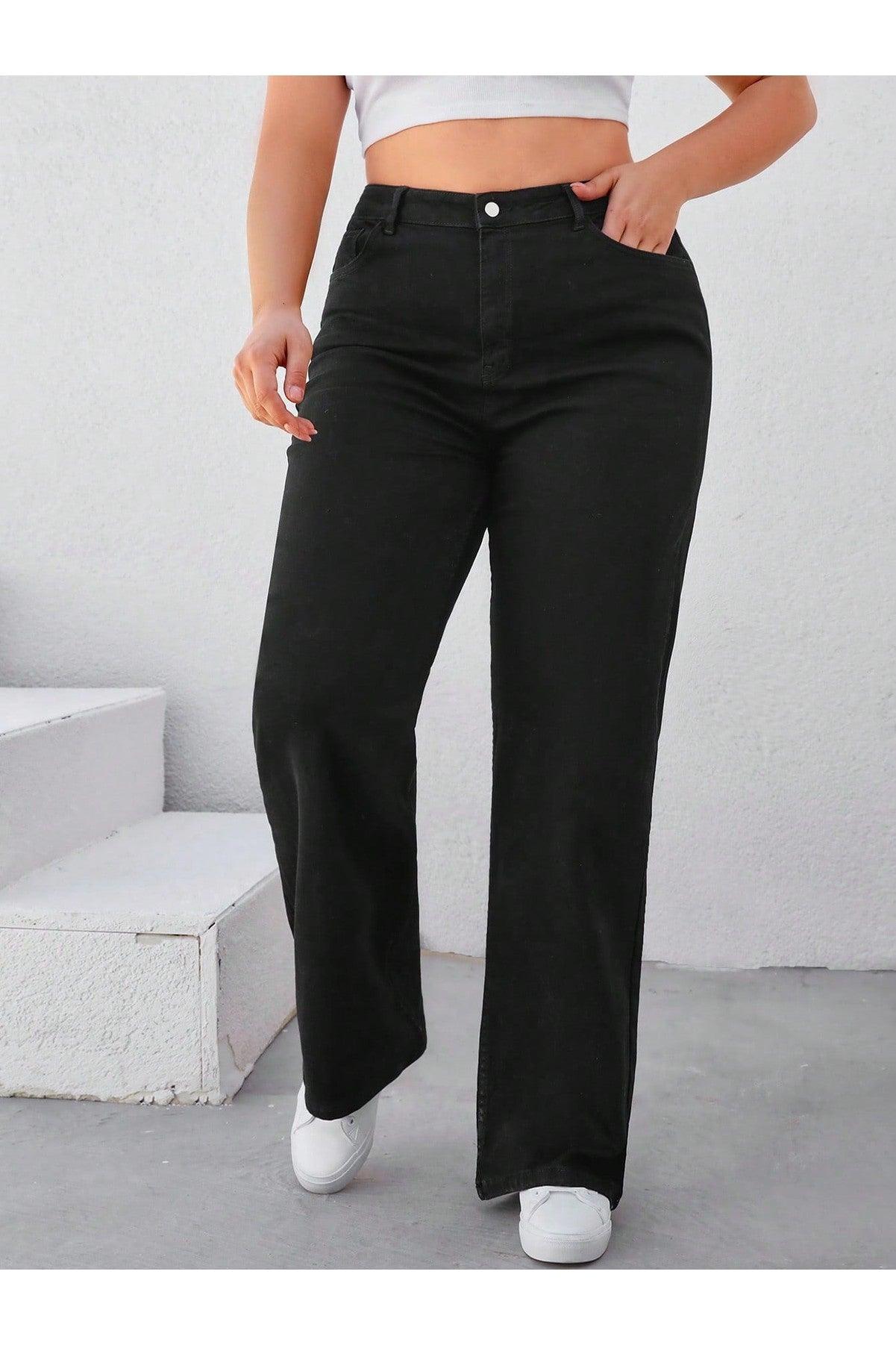 Plus Size  High Waist Straight Leg Jeans