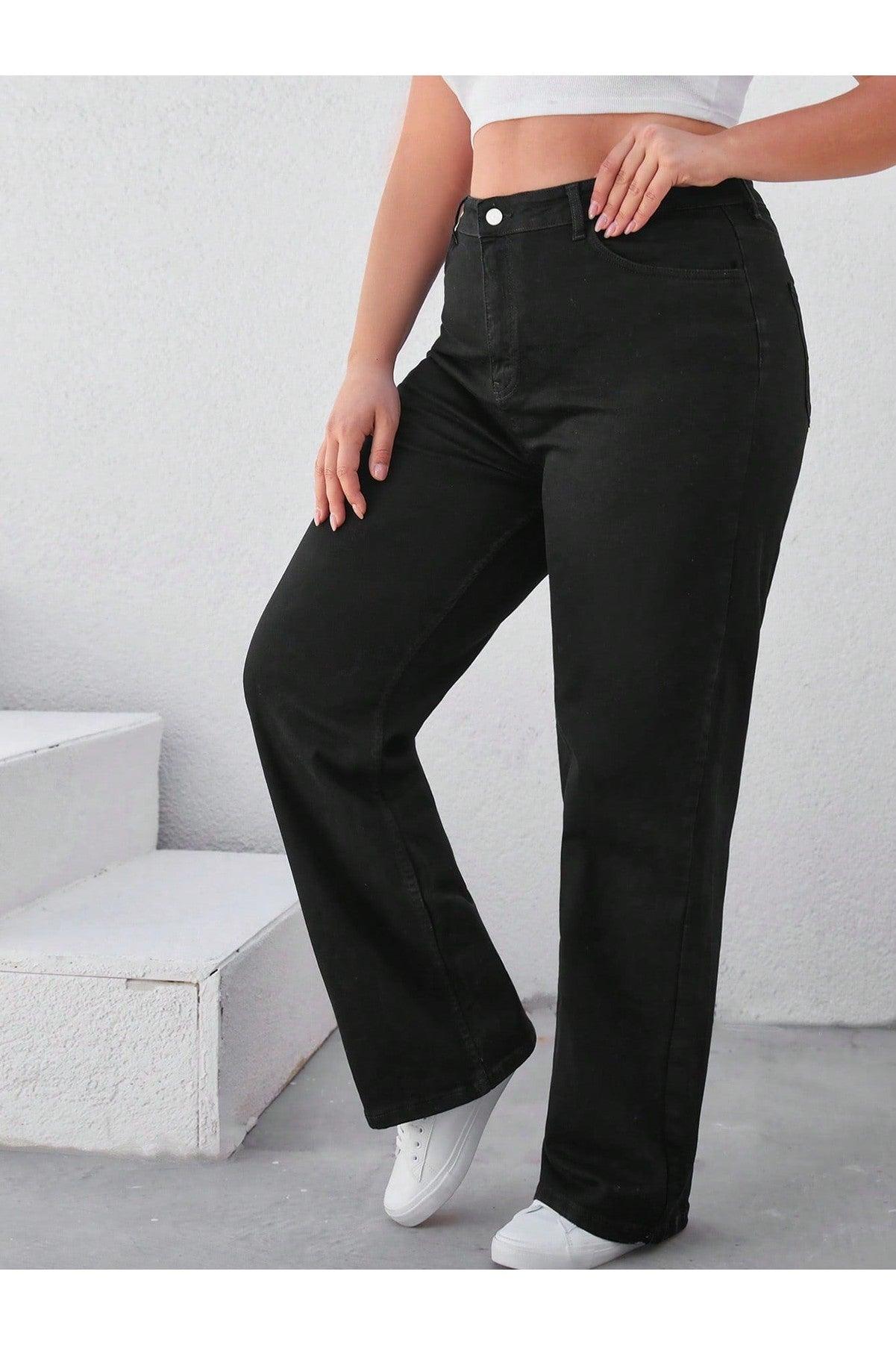 Plus Size  High Waist Straight Leg Jeans