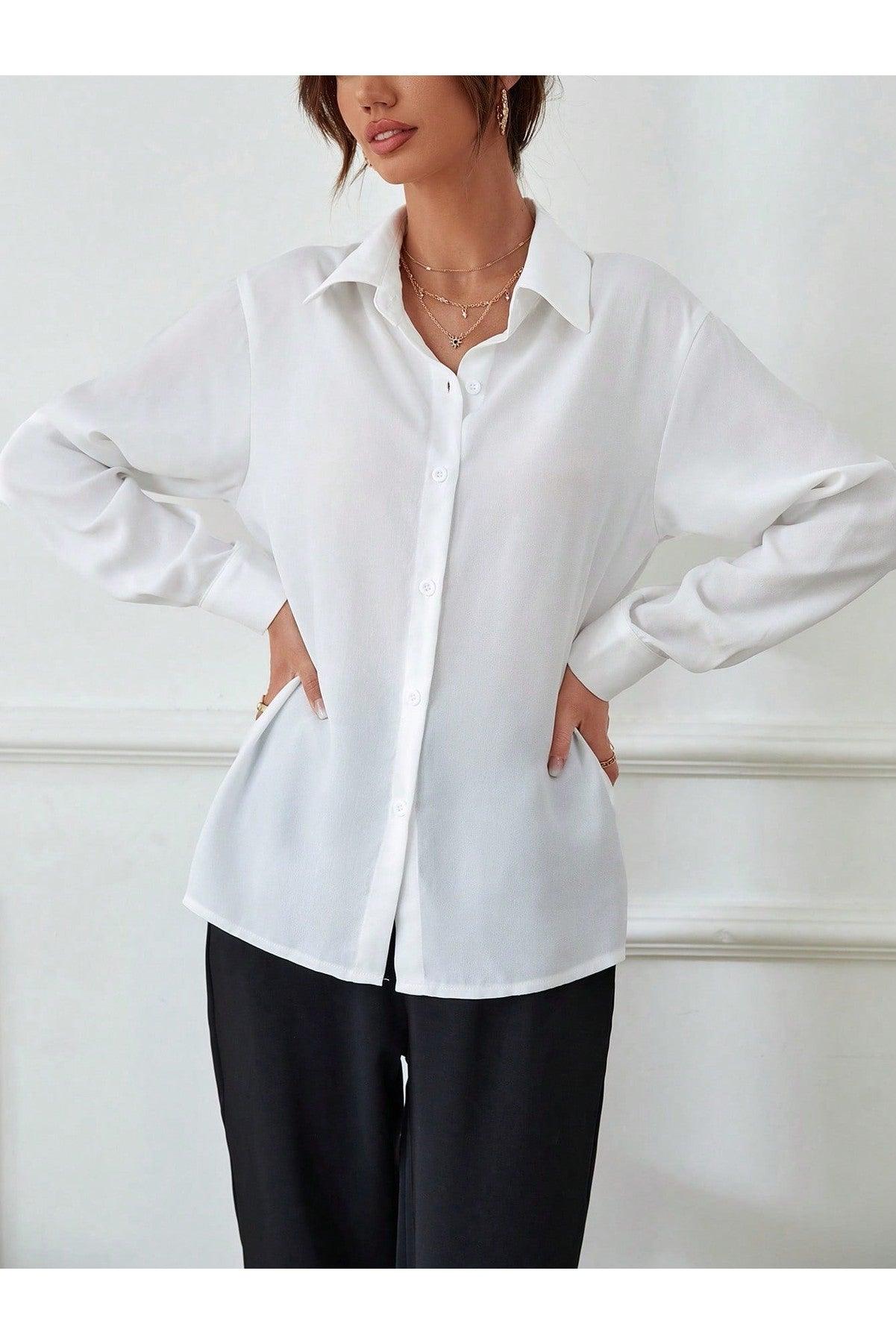 SHEIN Raffinéa Solid Button Front Shirt