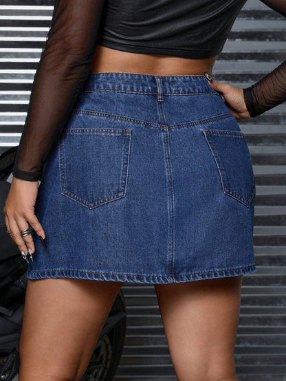 SHEIN ICON Plus High Waist Denim Skirt