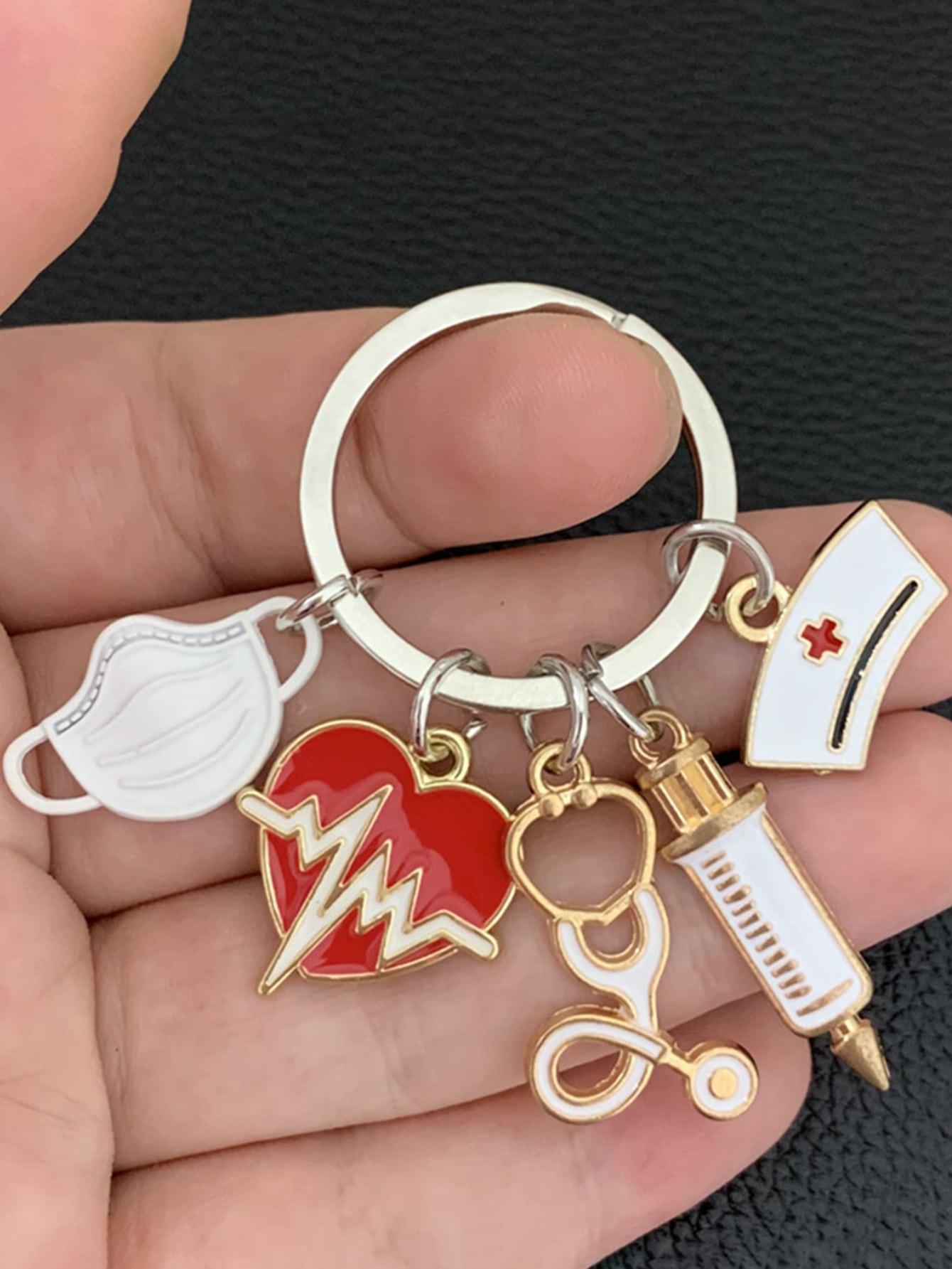 Nurse Doctor Key Ring Syringe Needle Stethoscope Key Ring Bag Accessories Bag Charms Gifts Valentine'S Day Stylish Trendy For Teen Girls Women College Students Teacher White-Collar Workers Rookies